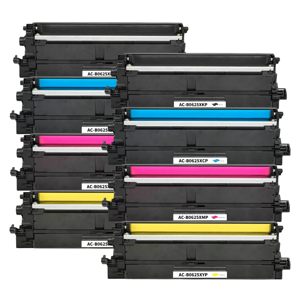 Pakketset Brother TN625 XL - 2x4 kleuren BK-C-M-Y - compatibel – 38.000 pagina's