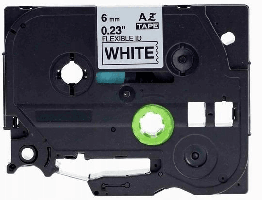 Brother TZeFX211 Tape sort tekst på hvid tape Fleksibel – 6mm x 8m – Uoriginal