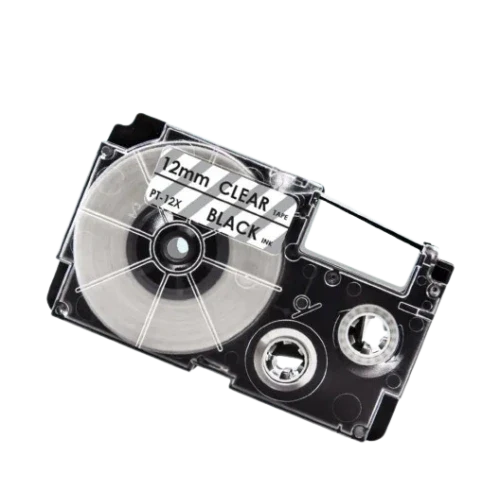 Casio XR-12X Sort tekst / Klar tape 12 mm x 8 m tape - Kompatibel