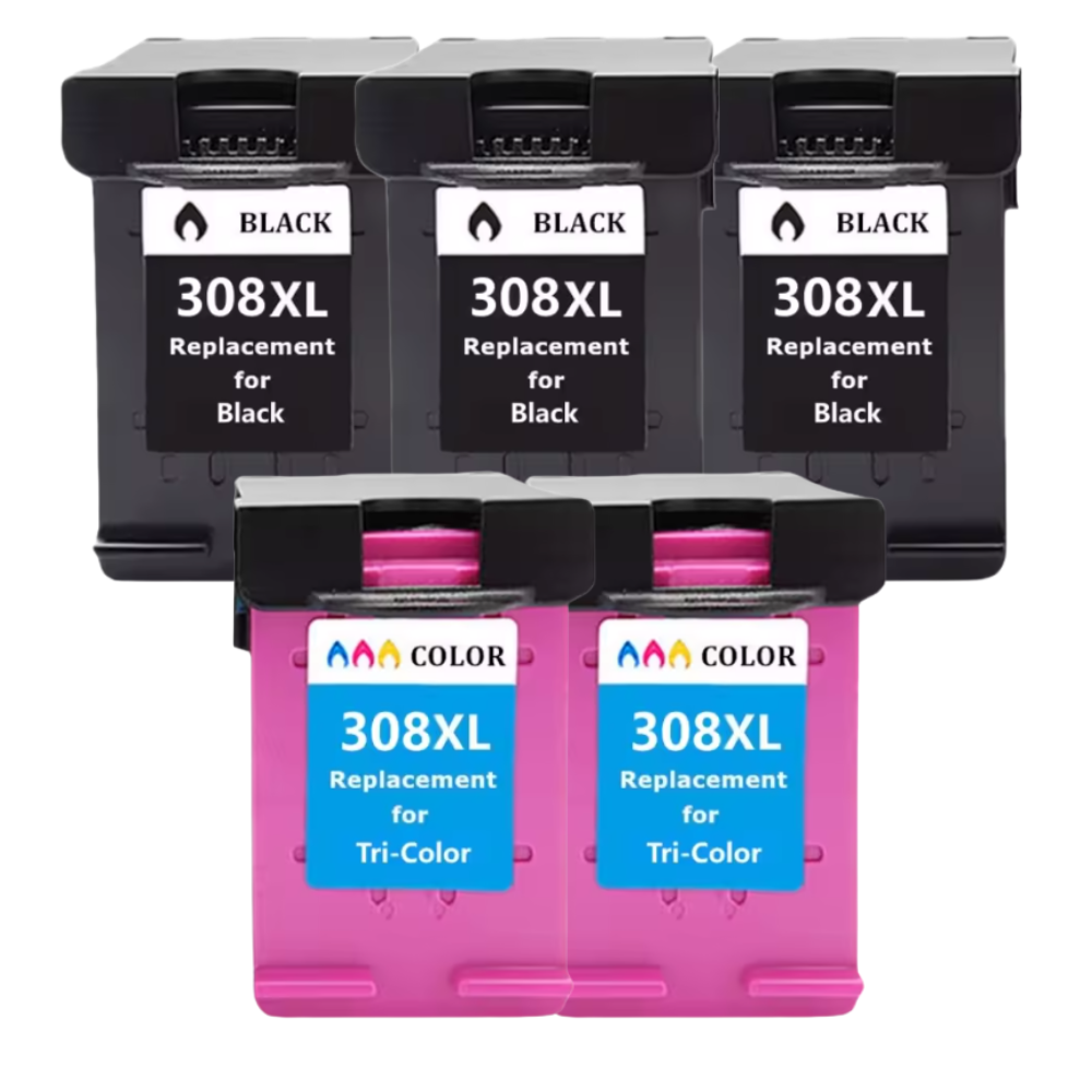Pakke sæt HP 308XL – 3 Sorte, 2 farve – alternativ – 90 ml