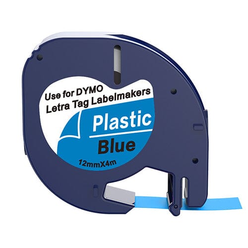 5 stk. Dymo 91205 sort på blå plastiktape 12 mm – S0721670 - Kompatibel