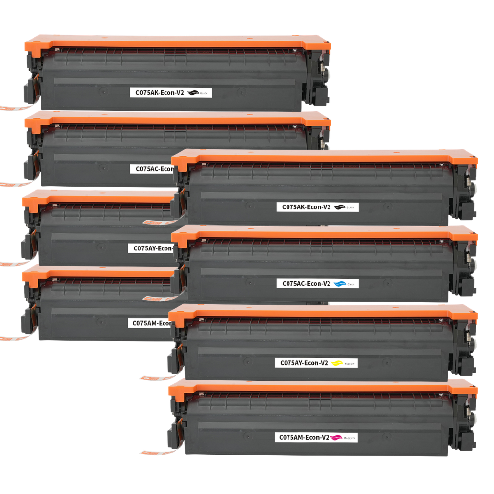 Pakke sæt Canon CRG 075 toner - 2x4 farver BK-C-M-Y - Kompatibel – 10.400 sider