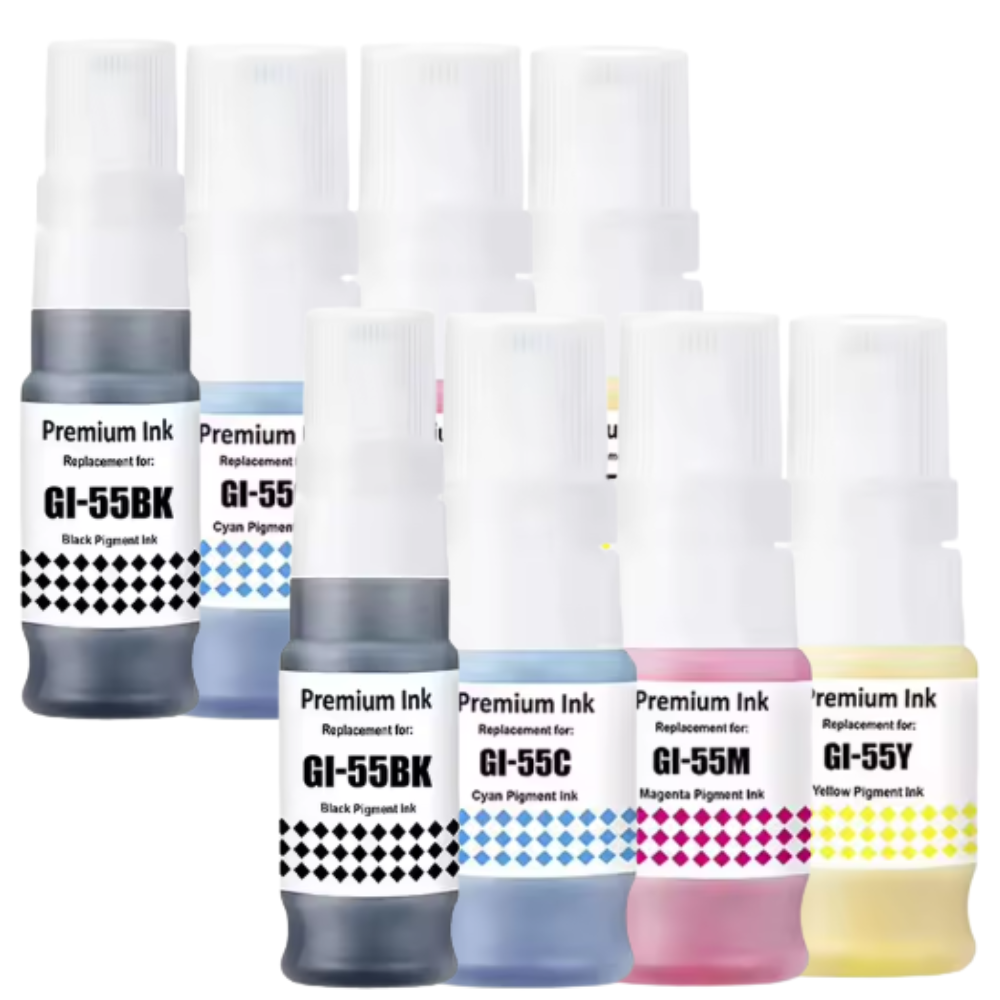 Pakket Canon GI-55 2x4 kleuren BK-C-M-Y navulling 560 ml – alternatief