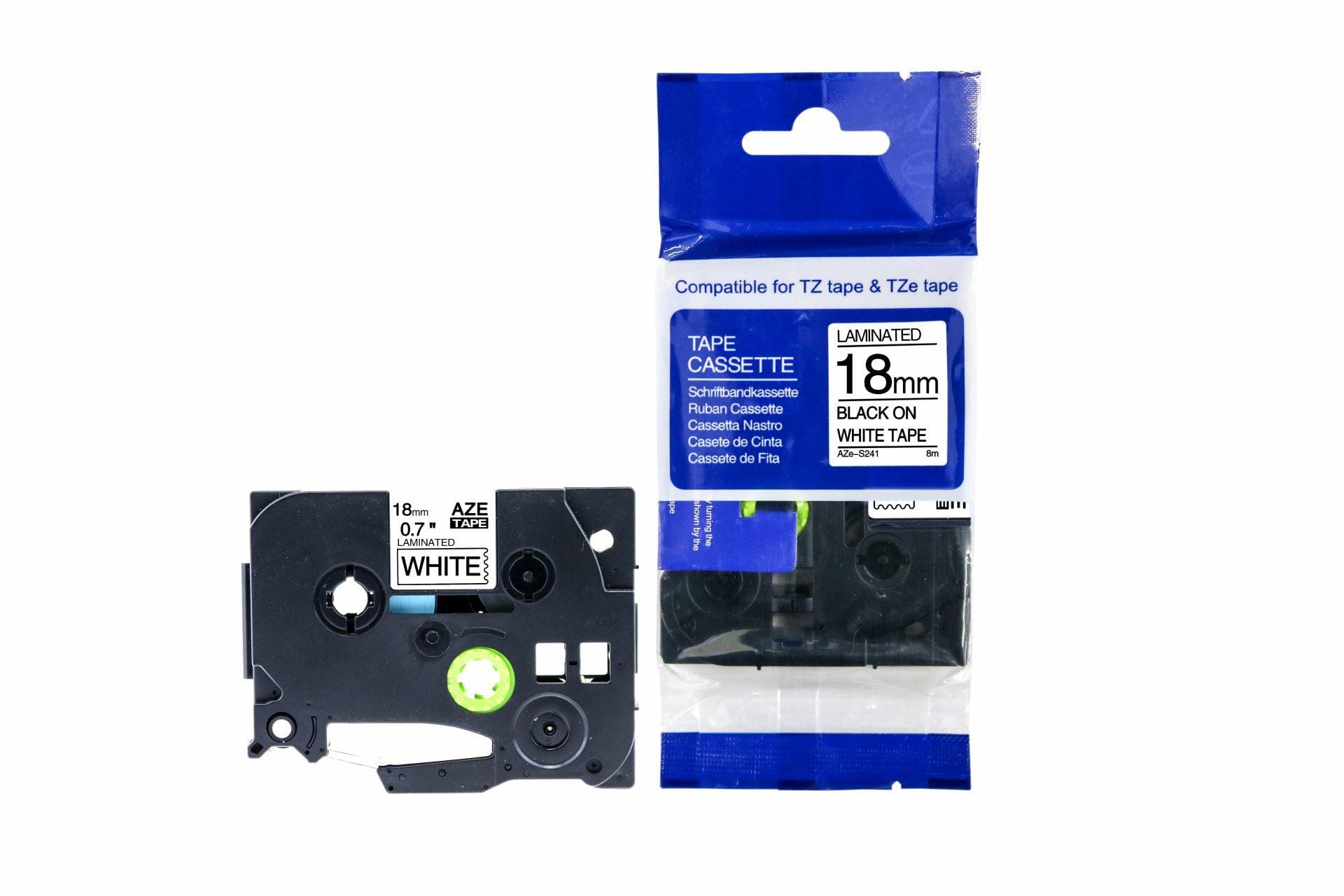 Brother TZeS241 Tape sort tekst på hvid - Ekstra stærk – 18mm x 8m – Uoriginal