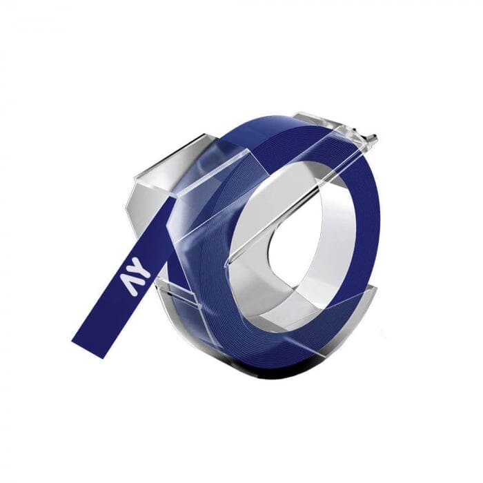 Dymo 3D tape hvid på blå plastiktape – 9mm x 3m, S0847740, Kompatibel