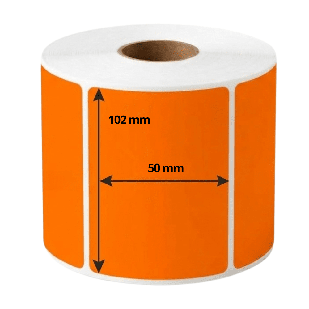 Etikette labels Orange til Zebra printere | 102x50mm | 1300 stk pr. rulle | Orange Thermal labels (Kopi)
