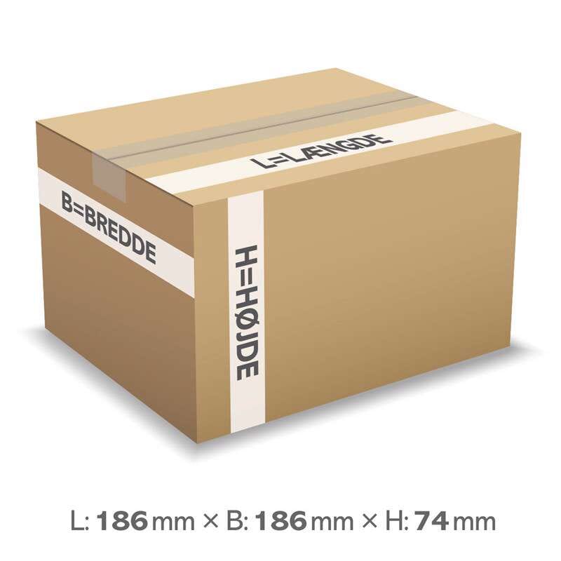 Papkasser 2-lags 186x186x74mm - 2 Liter - 3 mm | 25 stk